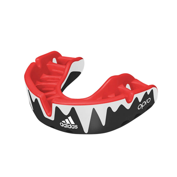 1 x Brand New Adidas - Adult Mouthguard, Boxing, Rugby, Hockey, Martial Arts OPRO Platinum Black White Red, Senior  - RRP €31.0