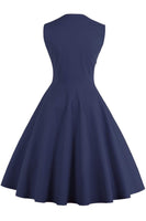 1 x RAW Customer Returns Axoe Women s 50s Cocktail Dress Rockabilly Elegant Pleated Skirt Festive Party Dresses Vintage Dress Audrey Hepburn Evening Dresses with Polka Dots Knee Length, Navy, 4XL 50 EU  - RRP €37.99