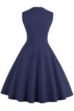 1 x RAW Customer Returns Axoe Women s 50s Cocktail Dress Rockabilly Elegant Pleated Skirt Festive Party Dresses Vintage Dress Audrey Hepburn Evening Dresses with Polka Dots Knee-Length, Navy, 4XL 50 EU  - RRP €37.99