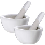 1 x RAW Customer Returns iplusmile 2 Sets White Ceramic Mortar and Pestle Small Stone Bowl Porcelain Medicine Crusher Grinding Bowl Stick for Spice Pill Crusher - RRP €25.73