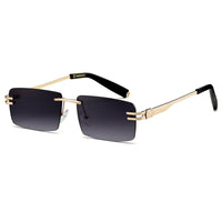 1 x RAW Customer Returns Retro Rimless Sunglasses for Men Women Ultra Small Frame Rectangular Sunglasses See Through Glasses - RRP €19.67