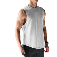 1 x RAW Customer Returns Men s Sports Tank Top Vest Workout Bodybuilding Workout Gym T Shirts Cotton Neckline Sleeveless Muscle T Shirt 203 White L - RRP €24.0