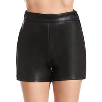 1 x RAW Customer Returns Everbellus Women s Casual Wide Leg High Waist Leather Shorts, L, Black - RRP €27.22