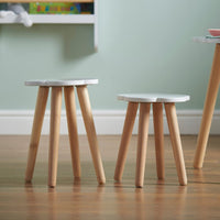 1 x RAW Customer Returns House Project Children s Wooden Stool, Small Cloud Stool, Plant Stool, Bedside Table, Children s Room Decoration, Mini Table, White Side Table, Wooden Flower Stool, Children - RRP €32.99