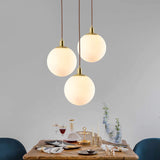 1 x RAW Customer Returns HJXDtech Minimalist Frosted White Glass Ball Pendant Light Modern Hanging Lamp E27 Brass Braided Stranded Wire Ceiling Light for Bedroom Living Room Kitchen 15cm  - RRP €50.41