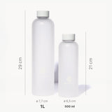 1 x RAW Customer Returns drinkerie glass bottle 1 liter white Elegant frosted design - made of high-quality borosilicate glass - leak-proof glass drinking bottle - RRP €20.06