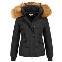 1 x RAW Customer Returns Elara Women s Quilted Jacket Parka Short Coat Black Chunkyrayan EL-JA03 Black Natural-36 S  - RRP €89.95