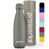 1 x RAW Customer Returns PROWORKS Stainless Steel Water Bottle, BPA Free Insulated Vacuum Metal Bottle for 12 Hour Hot 24 Hour Cold Drinks, Sports and Gym Water Bottle - 1 Liter - Gravity Gray - RRP €19.67