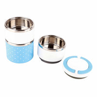 1 x RAW Customer Returns Yosoo 3-Layer Insulation Thermal Lunch Box Stainless Steel Food Storage Container Portable Bento Box With Handle Cute Dot Pattern 1 2 3 Layers Color Blue, Dimension 1200ML  - RRP €20.7