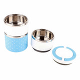 1 x RAW Customer Returns Yosoo 3-Layer Insulation Thermal Lunch Box Stainless Steel Food Storage Container Portable Bento Box With Handle Cute Dot Pattern 1 2 3 Layers Color Blue, Dimension 1200ML  - RRP €20.7