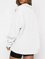 1 x RAW Customer Returns FANGJIN Women s 1 4 Zip Pollover Sweatshirt for Women Plain Women s Half Plush Sweatshirt Casual Pullover Simple Pullover White Tops L - RRP €32.77