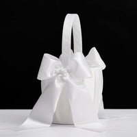 4 x Brand New Wedding Flower Basket Flower Girl Basket Bow Flower Girl Basket Ivory for Wedding Ceremony Party Decoration - RRP €108.88