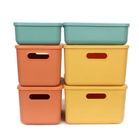 1 x RAW Customer Returns UHAPEER Storage Box with Lid and Handle, Storage Boxes Set of 6, 3 Colors, BPA-Free Plastic, Stackable Storage Box for Clothes, Toys, Cube Container 2L, 2M, 2S  - RRP €41.14