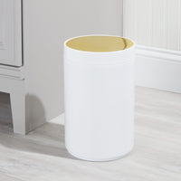 1 x RAW Customer Returns mDesign practical trash can modern plastic trash can for bathroom, office and kitchen with 5l capacity sturdy wastepaper basket with lid white gold - RRP €24.19