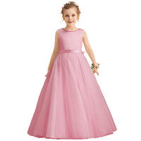 1 x RAW Customer Returns TTYAOVO Girls Flower Bead Wedding Dress Pageant Tulle Party Dress Size 150 9-10 Years 788 Pink-c - RRP €35.9