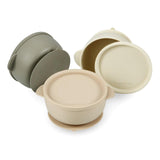 1 x RAW Customer Returns PandaEar 3 Pack Baby Bowl with Suction Cup and Lid for Children Toddlers Infants - Leak-proof Silicone Children s Bowl Baby Tableware - Soft Safe BPA-free - Linen Brown Beige - RRP €23.75