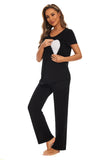 1 x RAW Customer Returns Smallshow Deman Nursing Pajamas Short Sleeve Maternity Wear Pajamas for Breastfeeding,Black,XL - RRP €30.24