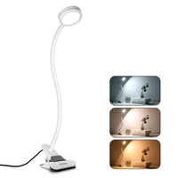 1 x RAW Customer Returns EYOCEAN reading lamp, LED clamp light, gooseneck lamp, children s bedside lamp, 3 color modes 9 brightness levels, eye care desk lamp for office home use, adapter included, 5W, white - RRP €19.15