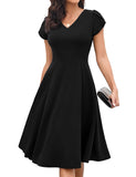 1 x RAW Customer Returns Gardenwed Rockabilly Dresses Women 60s Dresses Women Black Dress Funeral Evening Dresses Elegant for Wedding A line 50S Retro V Neck Vintage Festive Dresses for Women Black 3XL - RRP €45.11