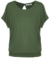 1 x RAW Customer Returns Van Der Rich - Open Back T-Shirt - Women Khaki-B, M  - RRP €18.05