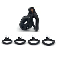 1 x RAW Customer Returns ChicLSQ Ventilation Penis Cage Chastity Belt Set with 4 Cock Rings Small Chastity Chastity Cage Man Bondage Extreme for Men Chastity Penis Cage Black Curved Ring-xs  - RRP €35.28