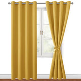 1 x RAW Customer Returns Hiasan blackout curtains with eyelets, yellow opaque curtains, 2 pieces, 140 x 245 cm width x height , soft sliding curtains for bedroom, living room etc. - RRP €41.29