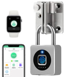 1 x RAW Customer Returns eLinkSmart Gym Padlock, Unlock by Fingerprint or Mobile App, Multi-User Waterproof Keyless Lock for Locker, Garage, Gate, Shed, School, Outdoor, Type C - RRP €37.99