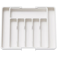 1 x RAW Customer Returns Lifewit Cutlery Holder, Expandable Utensil Holder for Drawer, Adjustable Cutlery Tray, Compact Cutlery Insert for Drawers Made of Plastic for Spoons, Forks, Knives, Large, White - RRP €19.39