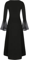 1 x RAW Customer Returns LATH.PIN Women s Medieval Renaissance Dress Vintage Gothic Dress with Lacing Corset and Flared Sleeves Halloween Dresses A-line Style Swing Gothic Dress, Black Purple, XXL - RRP €28.98