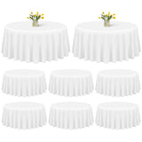 1 x RAW Customer Returns Showgeous 8 Pieces Tablecloth White Round Tablecloth 228cm Polyester Fabric Tablecloth Round Washable Tablecloth for Wedding Banquet Restaurant Buffet Parties Garden - RRP €74.99