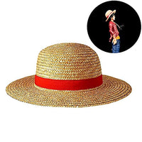 1 x RAW Customer Returns Wawogic One Piece Monkey D. Luffy Cosplay Hat, Flat Hats Japanese Cartoon Props Straw Hat Visor Child Red Stripe Beach - RRP €14.7