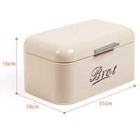 1 x RAW Customer Returns Theo Cleo bread box with lid, large crispbread box made of metal, bread storage box, bread and biscuits stored for a long time and kept dry, retro design 31cm 19cm 16cm beige - RRP €26.4