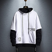 1 x RAW Customer Returns GURUNVANI Contrast Color Pullover Hoodie Men s Patchwork Hoodies Men, White, XXL - RRP €34.6