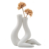 1 x RAW Customer Returns Kingbar Ceramic Vase Set of 2 White, Vase White Matt for Pampas Grass, Boho Vase Decoration for Living Room, Kitchen, Wedding or as a Gift, Minimalist Gift, A - RRP €30.24