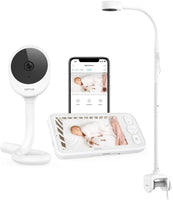 1 x RAW Customer Returns NETVUE baby monitor with camera and 4 in 1 holder, 5 inch 1080P HD video baby monitor with app, wireless baby monitor with 2-way audio, VOX mode, night vision, cry detection, sleep analysis, temperature display - RRP €129.99