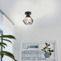 1 x RAW Customer Returns TOKIUS ceiling lamp, 16CM vintage ceiling light in industrial design, retro E27 lamp made of iron cage pendant light, black 1 piece  - RRP €15.99