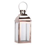 1 x RAW Customer Returns JHY DESIGN stainless steel candle lanterns, decorative candle lanterns 31.5 cm high glass candle holder hanging lanterns garden lantern for inside outside outdoor indoor parity garden balcony wedding rose gold  - RRP €33.64