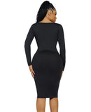 1 x RAW Customer Returns FeelinGirl Bodycon Dress Shapewear for Women with Removable Bra Pad Seamless Recycled Material Shaping Dress Long with Long Sleeve Tummy Control Elegant Black XL XXL - RRP €37.49