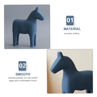 2 x Brand New Kleagary Small Wooden Horse Ornament, Retro Home Decoration, Animals for Desk, Horse Figurine, Mini Rocking Horse, Abstract, Unique, Easy to Use, Blue - RRP €40.8