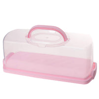 3 x Brand New YARNOW Cake Transport Box Rectangular Cake Box Cake Container Made of Plastic with Lid and Handle Party Butler Cake Carrier for Cupcake Pastry Rolls Dessert Pink - RRP €107.37