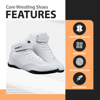 1 x RAW Customer Returns CORE Wrestling Shoes - High Traction Combat Sports Shoes - Kids Wrestling Shoes, Wrestling Shoes, Wrestling Shoes - White, 45 EU - RRP €69.9