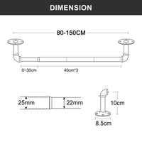 1 x RAW Customer Returns Black industrial curtain rod, 80-150cm, curtain rod for windows, retractable curtain rod for blackout curtains, adjustable decorative curtain rod with caps - RRP €24.99