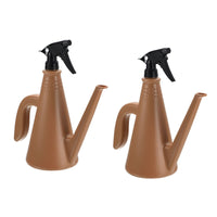 1 x Brand New sourcing map 2 Set Watering Can with Sprayer Plastic Dual Use Spout Watering Pot Adjustable Water Spray for Indoor Outdoor Houseplants Garden Flower Brown - RRP €63.63