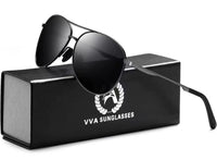 1 x RAW Customer Returns VVA Men s Polarized Sunglasses Men Unisex Polarized Sunglasses UV400 Protection By V101 B Black Gun  - RRP €18.92