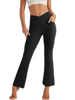 1 x RAW Customer Returns Friptspyg Yoga Pants Women Bootcut Flared Pants Fitness Sports Pants V-Shape High Waist with Pockets Casual Pants Gym Workout Jogging Training Pants, Black XL - RRP €22.99