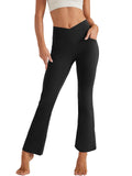 1 x RAW Customer Returns Friptspyg Yoga Pants Women Bootcut Flared Pants Fitness Sports Pants V-Shape High Waist with Pockets Casual Pants Gym Workout Jogging Training Pants, Black XL - RRP €22.99