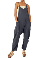 1 x RAW Customer Returns T1FE 1SFE Black Dungarees Women Jumpsuit Wide Harem Pants Summer with Pockets V-Neck Summer Pants Strap Work Pants Women Loose Simple Leisure Pants Ash Black Size L - RRP €29.23