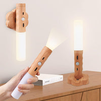 1 x RAW Customer Returns EOEO Wooden Battery Wall Light with Motion Sensor Wireless LED Indoor Wall Lamp USB Rechargeable Bedside Lamp Table Lamp Magnetic Portable Night Lights for Bedroom, Hallway, Warm Light - RRP €23.18