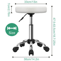 1 x RAW Customer Returns FURWOO Multipurpose Rolling Stool Round Stool with Wheels for Spa Adjustable Drawing Stool White  - RRP €43.99