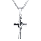 1 x RAW Customer Returns FaithHeart Stainless Steel Cross Pendant Necklace for Men Women Crucifix Pendant with Venetian Chain Gifts for Easter - RRP €24.0